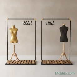رگال و آویز لباس تک‌میله با کفی چوبی مدل آرتور (Arthur) - فروشگاه اینترنتی مبلیتو - Moblito.com